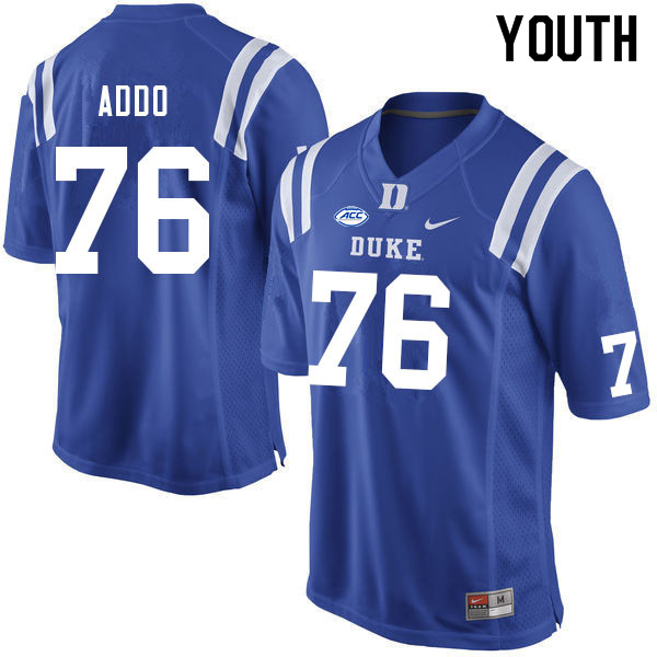 Youth #76 Peace Addo Duke Blue Devils College Football Jerseys Sale-Blue